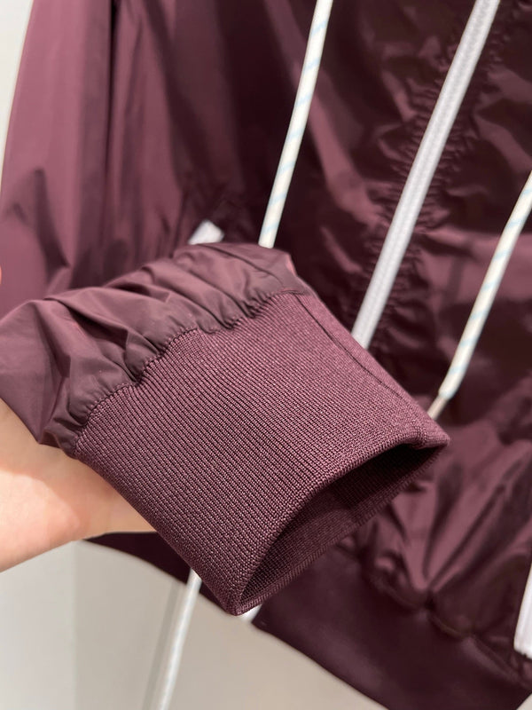 Prada 25 Short Hooded Jacket Red Burgundy Poliamide 211160