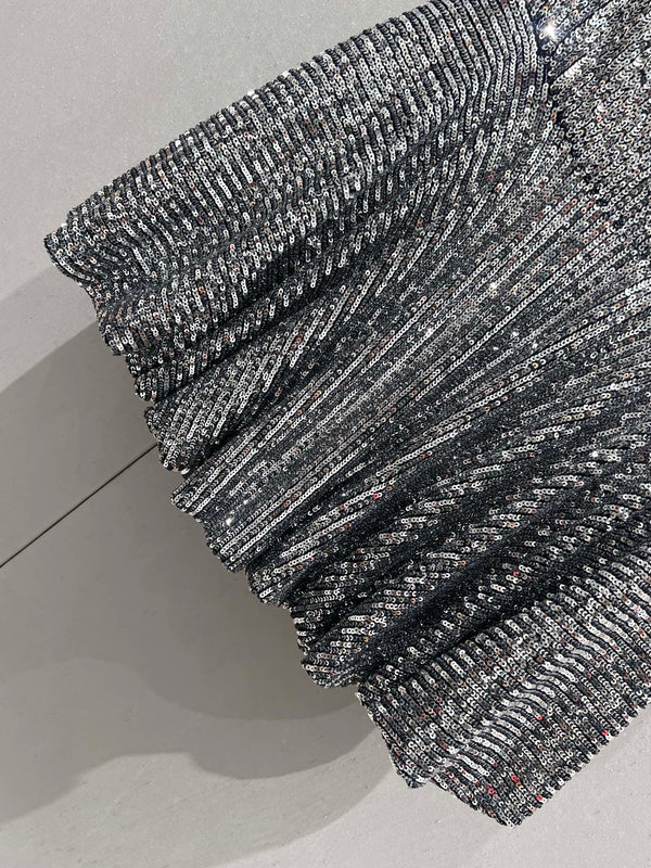 YSL 2025 Sequined Skirt Silver Polyester 212667