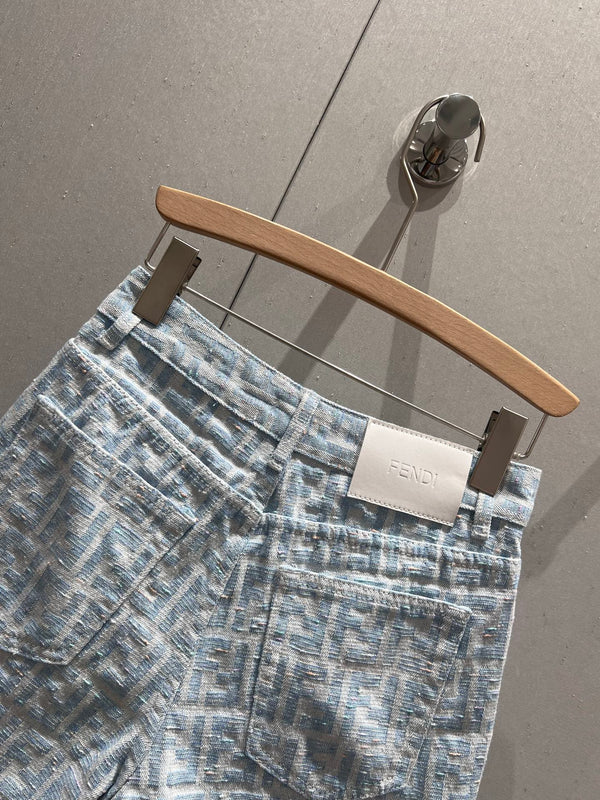 Fendi 25 Denim Short Light Blue Cotton 212681