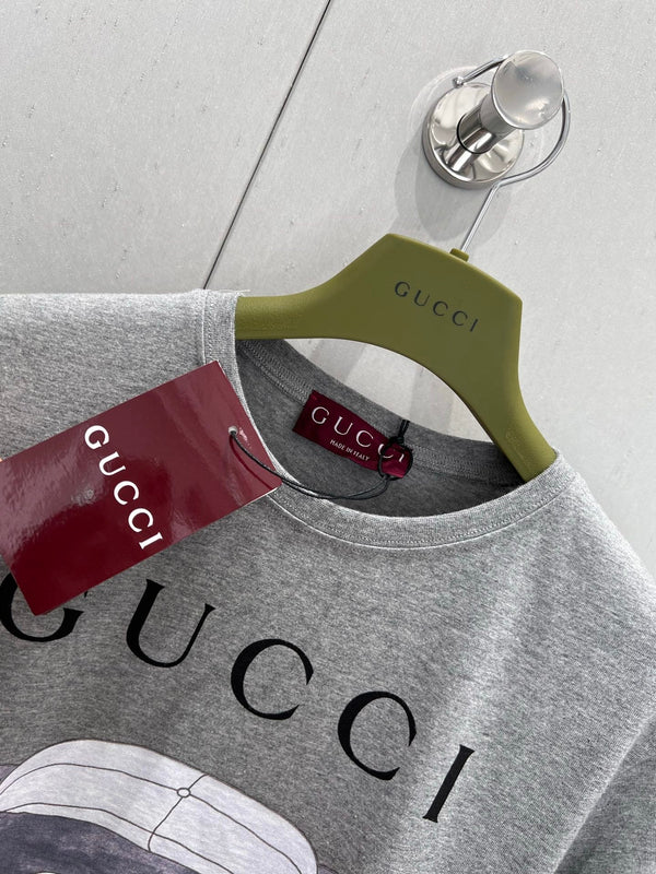 Gucci 2025 Cat Print Short-sleeved T-shirt Cotton 212831
