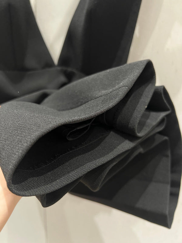 Prada 25 Deep V Diamond Flower Suspender Dress Black Acetate Viscose 214029