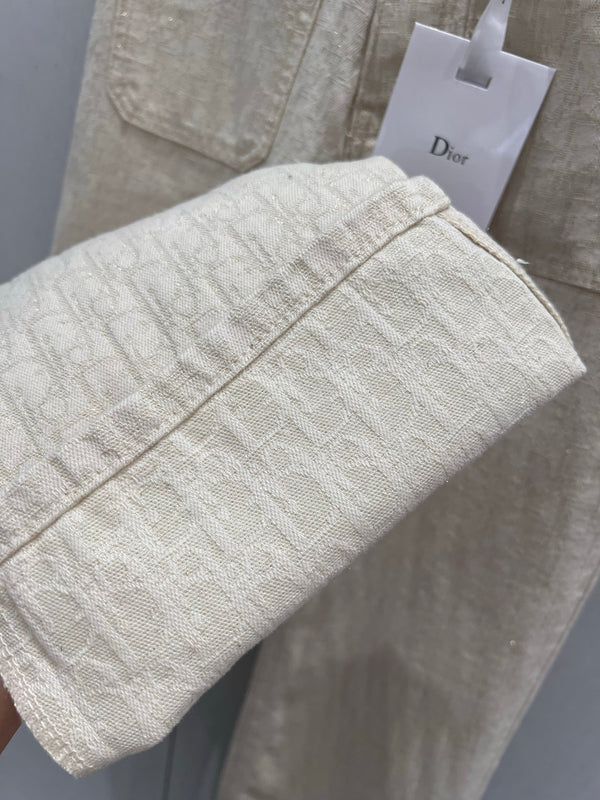 CD 2025 Pattern Straight Pants Beige Cotton 216928