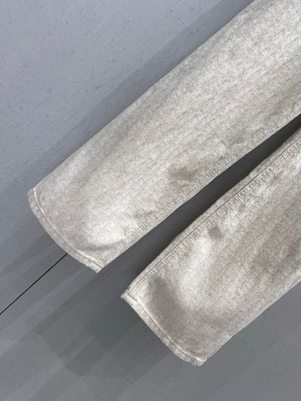 CD 2025 Pattern Straight Pants Beige Cotton 216928