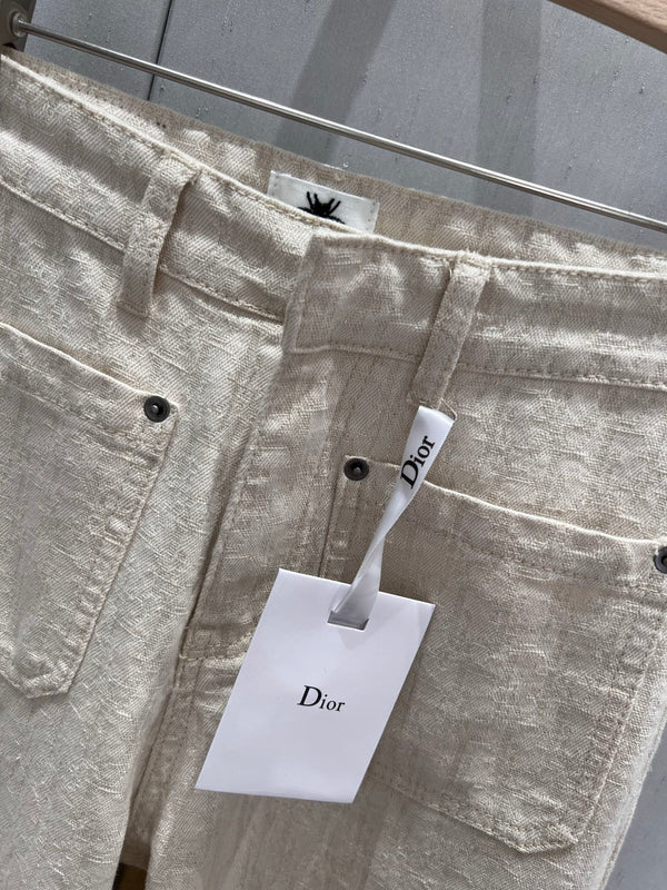 CD 2025 Pattern Straight Pants Beige Cotton 216928