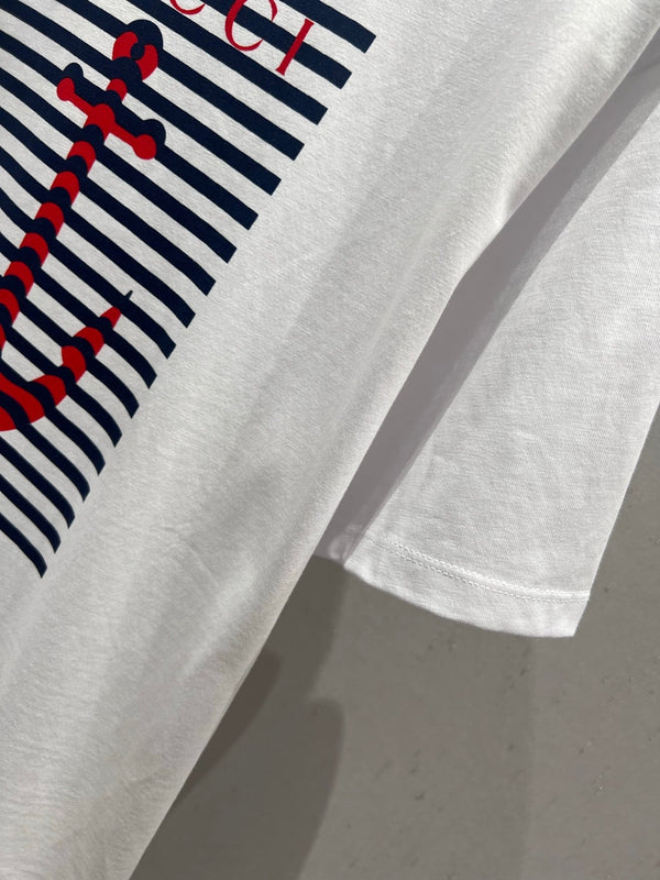 Gucci 25 Anchor Print Short-sleeved T-shirt White Red Cotton