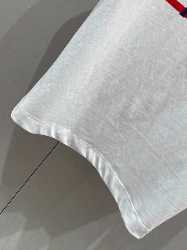 Gucci 25 Striped Logo Print Short-sleeved T-shirt White Red Cotton