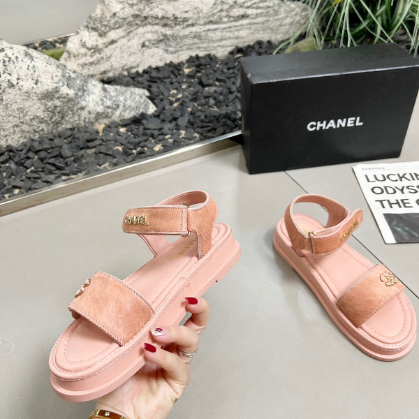 CC 25A Sandals Pink Horse Fur Leather 338602