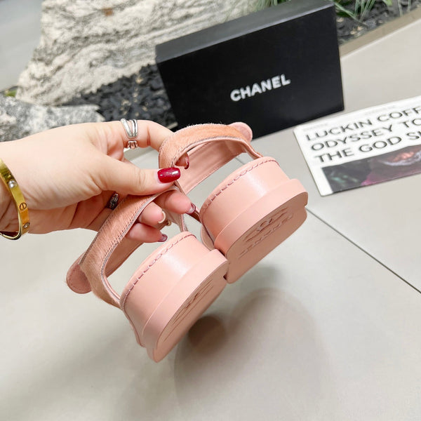 CC 25A Sandals Pink Horse Fur Leather 338602
