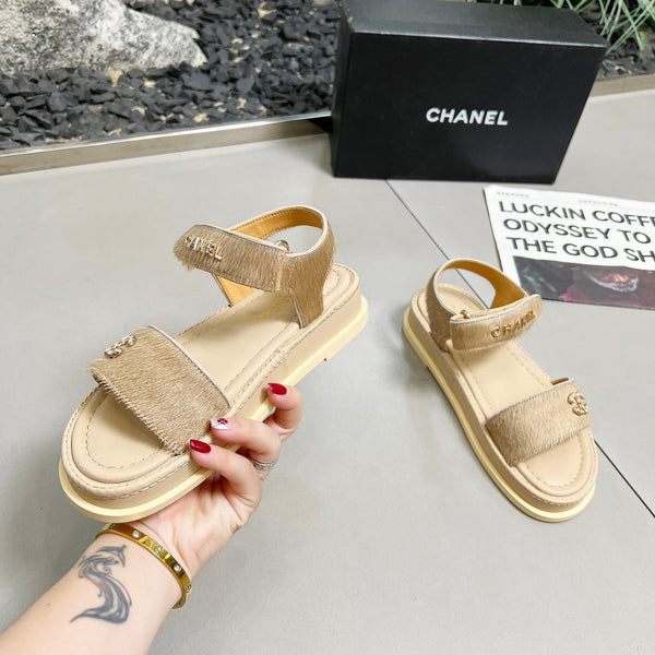 CC 25A Sandals Beige Horse Fur Leather 338605