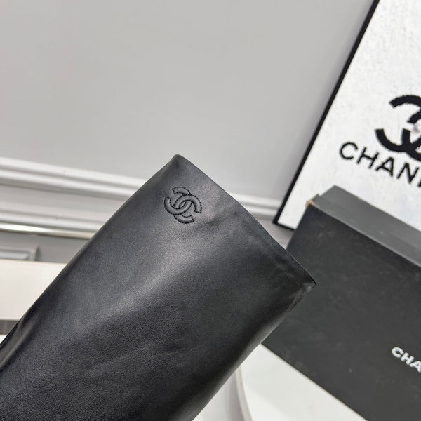 CC 25 High Boots With Chain 55mm Black Cowhide Grosgrain 374026