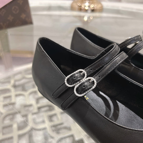 mary janes double buckle black calfskin grosgrain