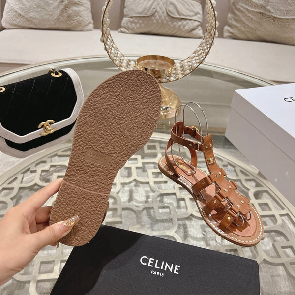 SANDALO GLADIATORE CLEA TRIOMPHE IN VITELLO MARRONE BRONZO - CONCIA VEGETALE