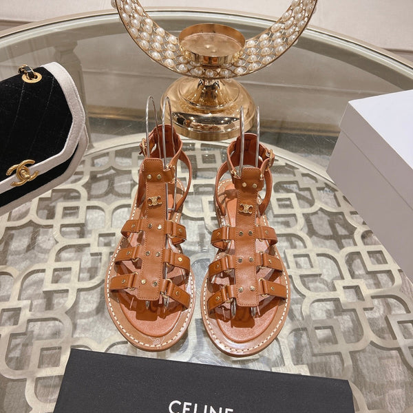 SANDALO GLADIATORE CLEA TRIOMPHE IN VITELLO MARRONE BRONZO - CONCIA VEGETALE