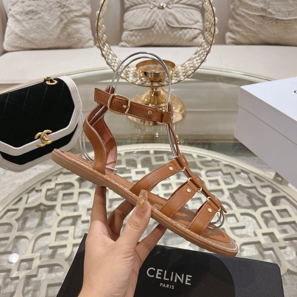 SANDALO GLADIATORE CLEA TRIOMPHE IN VITELLO MARRONE BRONZO - CONCIA VEGETALE