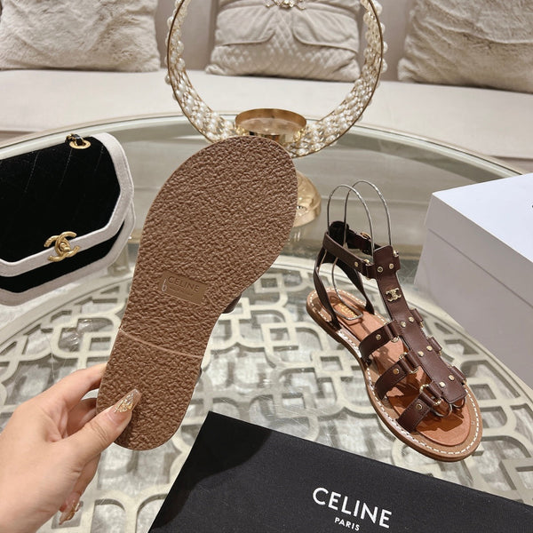 SANDALO GLADIATORE CLEA TRIOMPHE IN VITELLO MARRONE CIOCCOLATO - CONCIA VEGETALE