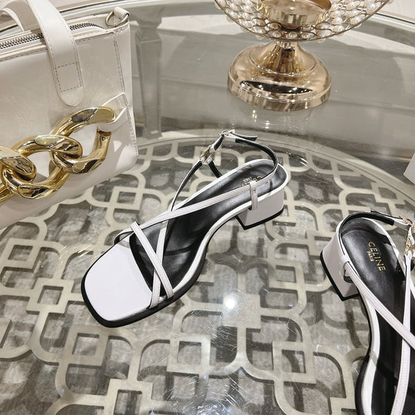 HIGH SANDAL 45MM IN WHITE LAMBSKIN