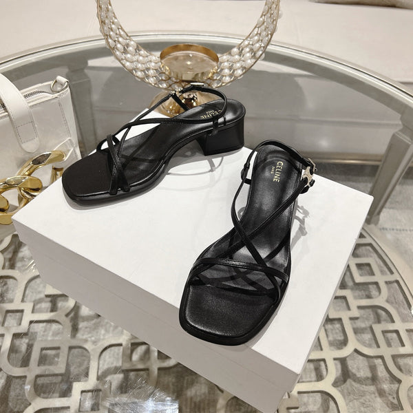 HIGH SANDAL 45MM IN BLACK LAMBSKIN