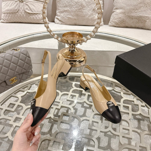 CC 25ss Slingbacks 35mm Beige Lambskin & Sheepskin 432607