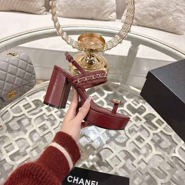 CC 25 Sandal Platform Heels Red Lambskin 268972