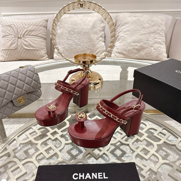 CC 25 Sandal Platform Heels Red Lambskin 268972