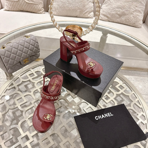 CC 25 Sandal Platform Heels Red Lambskin 268972