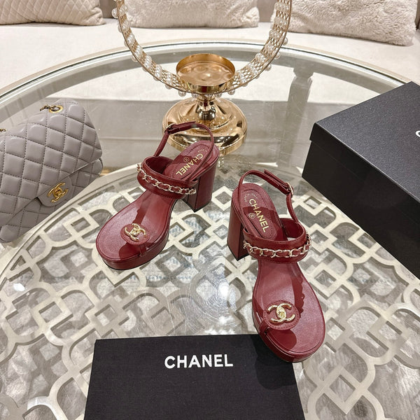 CC 25 Sandal Platform Heels Red Lambskin 268972