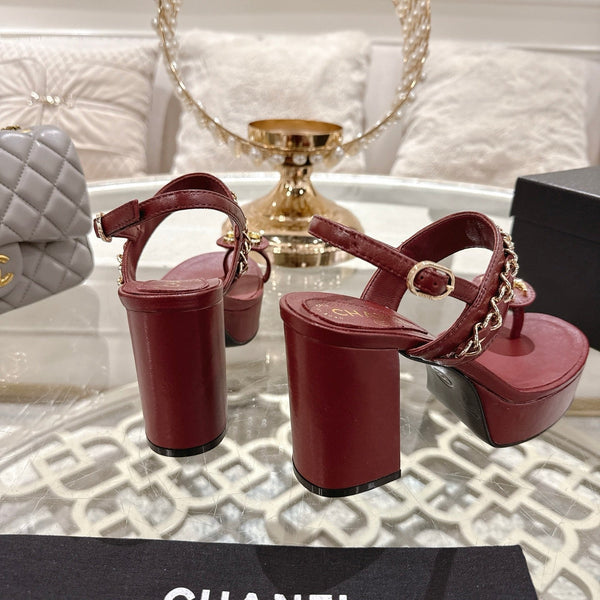 CC 25 Sandal Platform Heels Red Lambskin 268972