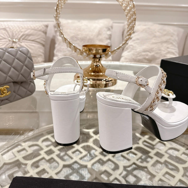 CC 25 Sandal Platform Heels White Lambskin 268974