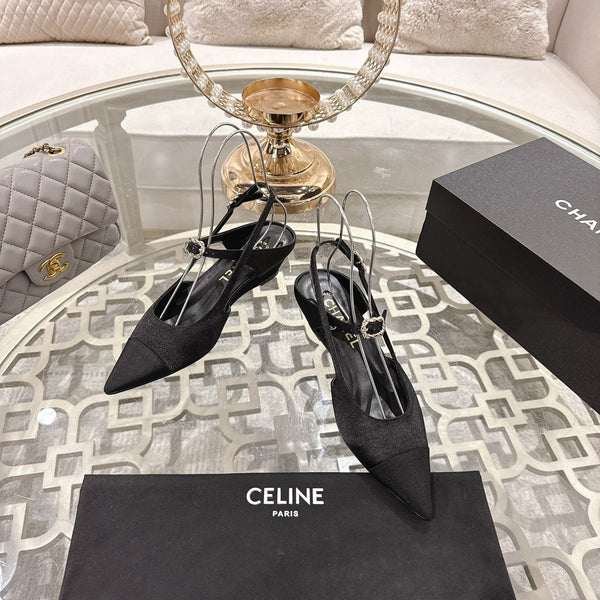 CC 25 Slingback heel Black Silk and Sheepskin 268921