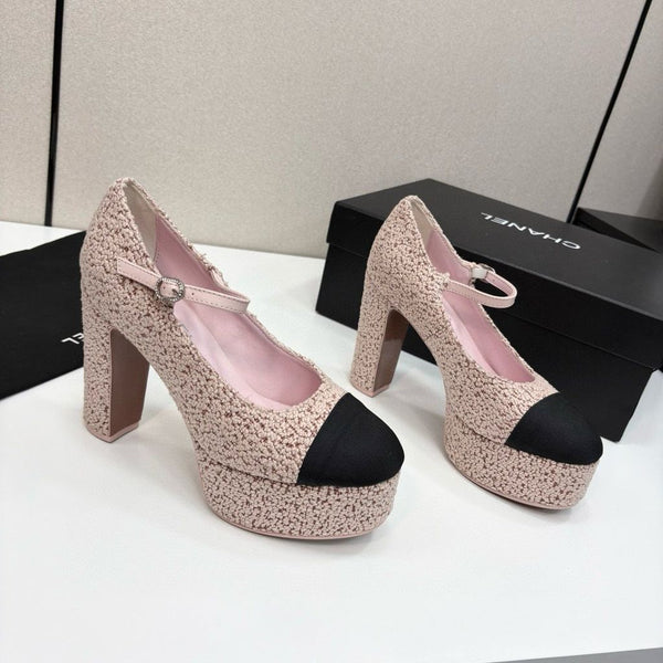 CC 25S Mary Jane Platform 11cm Calfskin Tweed