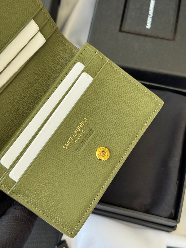 YSL Wallet Green Gold Cowhide 240588