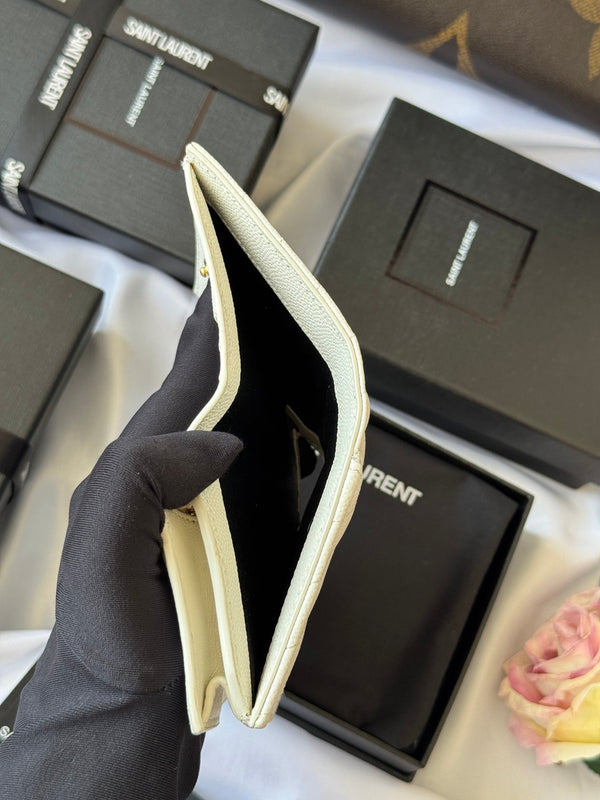 YSL Wallet White Gold Cowhide 240578