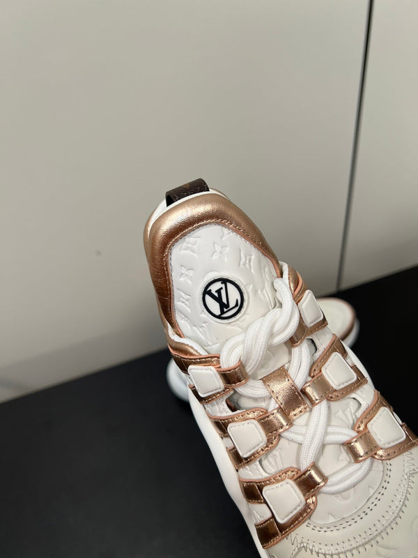 LV Archlight Sneaker 50mm Bianco Mix Bronzo Metallizzato Monogram Pelle Bovina