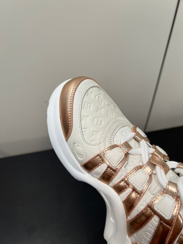 LV Archlight Sneaker 50mm Bianco Mix Bronzo Metallizzato Monogram Pelle Bovina