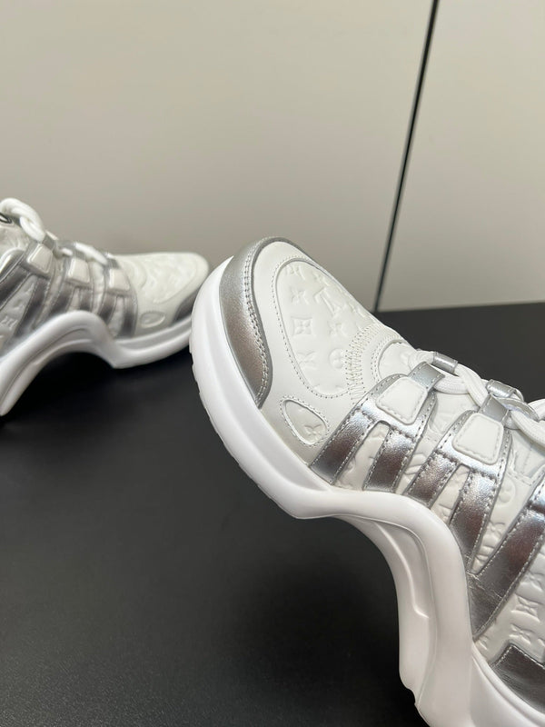 LV Archlight Sneaker 50mm Bianco Mix Argento Monogram Pelle di Vacchetta