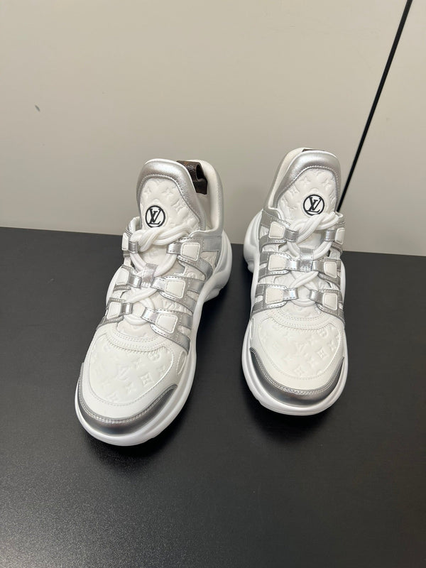LV Archlight Sneaker 50mm Bianco Mix Argento Monogram Pelle di Vacchetta