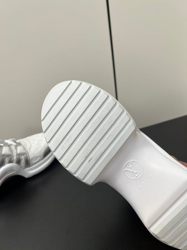 LV Archlight Sneaker 50mm Bianco Mix Argento Monogram Pelle di Vacchetta