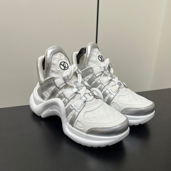 LV Archlight Sneaker 50mm Bianco Mix Argento Monogram Pelle di Vacchetta