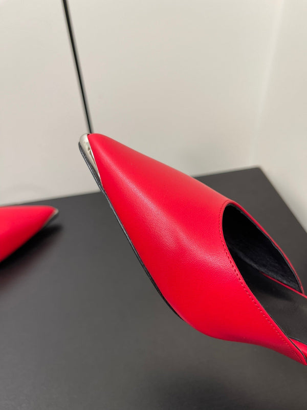 MORRAINE SLINGBACK PUMPS IN CHERRY RED CALFSKIN