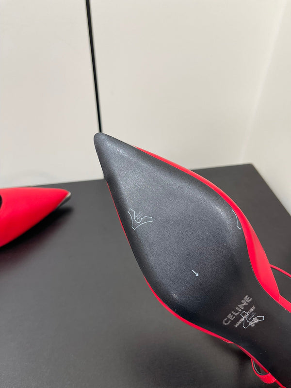 MORRAINE SLINGBACK PUMPS IN CHERRY RED CALFSKIN