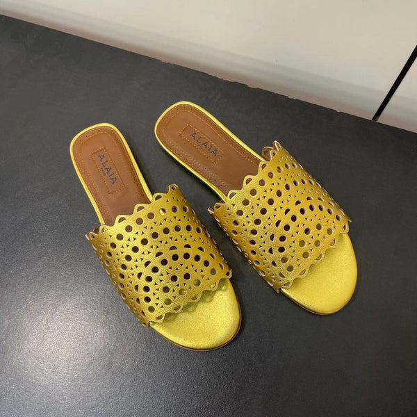 alaia mule gold metalic vienne lambskin