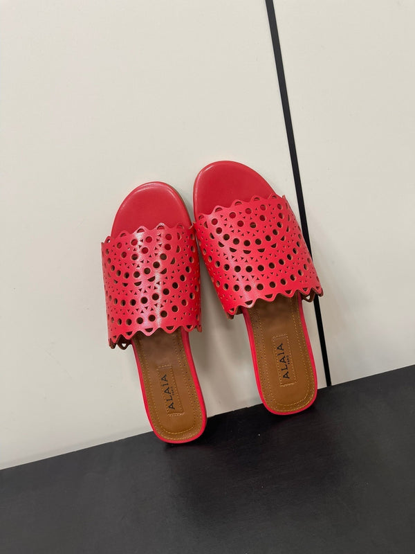 alaia mulo vienne rosso in pelle di agnello