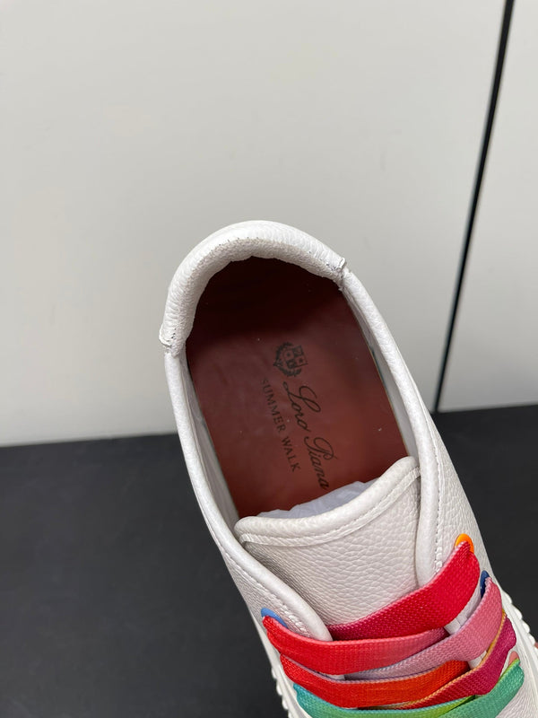 LP CLASSIC BISCUIT SNEAKERS WHITE WITH MULTI-COLOR LACES CALFSKIN