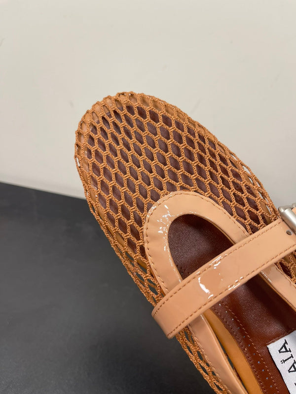 BALLERINE ALAIA IN RETE MARRONE RAME