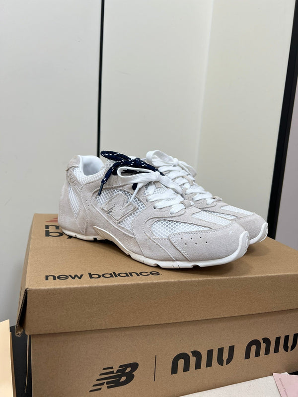 Miu Balance 530 SL Sneakers Gray And White Suede