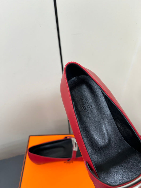 HM 25C Kelly Ballet Flat Red Calfskin 210292