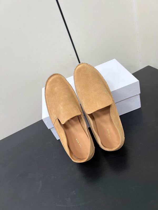 Mocassino The Row Tyler in pelle scamosciata beige 340030