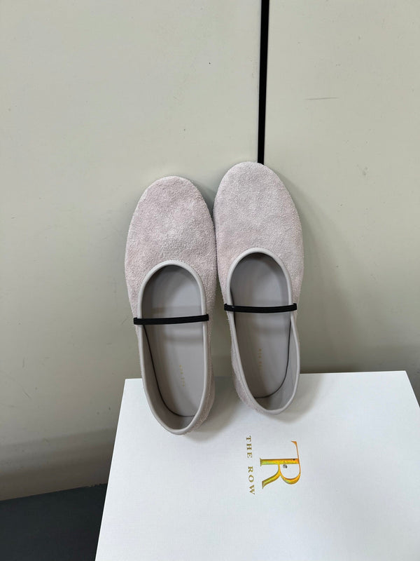 Scarpetta da ballo elastica in pelle scamosciata di mucca viola chiaro 340038