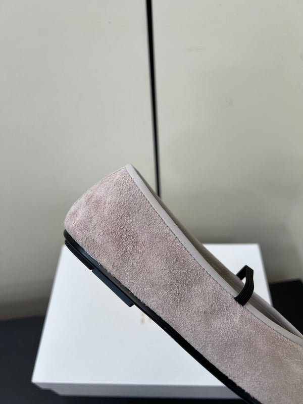 Scarpetta da ballo elastica in pelle scamosciata di mucca viola chiaro 340038