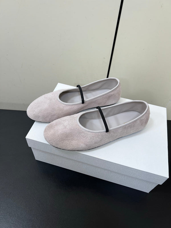 Scarpetta da ballo elastica in pelle scamosciata di mucca viola chiaro 340038